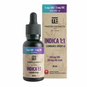 Twisted Extracts Oil Drops - Indica 1:1 Orange Flavoured (150mg CBD + 150mg THC - 30ml)